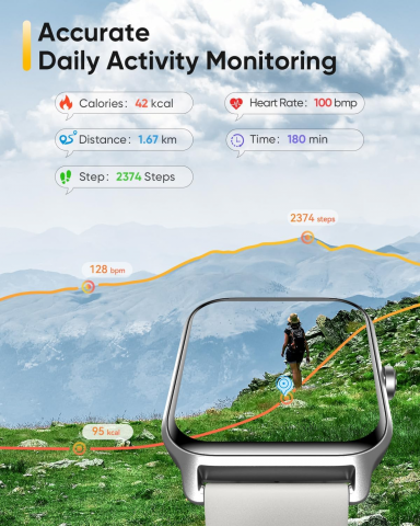 Smartwatch Fitpolo, Ecran 1.8inch, Functii Fitness multiple, 110 Moduri Sport, Masurare Ritm Cardiac, Pedometru, Bataile inimiii, SpO2, Waterproof IP68, Compatibil iOS si Android, roz [2]
