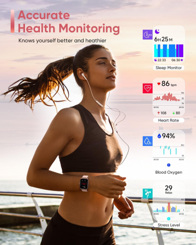 Smartwatch Fitpolo, Ecran 1.8inch, Functii Fitness multiple, 110 Moduri Sport, Masurare Ritm Cardiac, Pedometru, Bataile inimiii, SpO2, Waterproof IP68, Compatibil iOS si Android, roz [4]