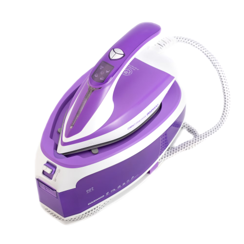 Statie de calcat cu aburi Daewoo DSS250, 2400W, 1.5 l, 4 bar, abur 150 gr/ min, abur vertical, auto-curatare, mod Eco, oprire automata, alb/ mov [2]