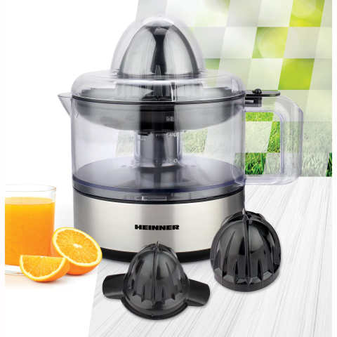 Storcator de citrice Heinner Limme C300SS, 30W, 500ml, 2 conuri, filtru dublu, Inox [1]