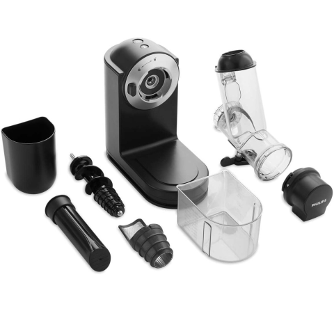 Storcator de fructe si legume prin presare la rece PHILIPS Viva Collection HR1889/70, 150W, tub de alimentare XL de 70mm, Recipient suc 1 l, Recipient pulpa 0.75 l, Tehnologie QuickClean, Negru [3]