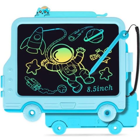 JUCARII - Tabla LCD pentru Scris si Desenat, Tip Masinuta, 8.5inch, cu Buton de Stergere si Creion, Albastra