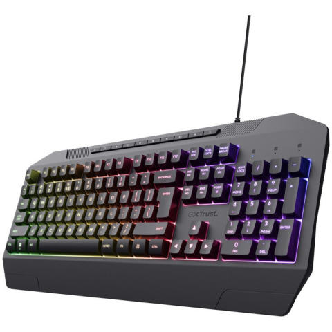 CAMERE DE SUPRAVEGHERE - Tastatura Gaming Trust GXT836 EVOCX, membrană, iluminare LED RGB, 12 taste media, anti-ghosting, PC, laptop, negru