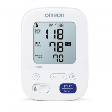 Tensiometru automat OMRON M3 Comfort cu manseta de brat IntelliWrap, Afisaj LCD, Functie de memorare pentru 2 utilizatori, Alb [2]