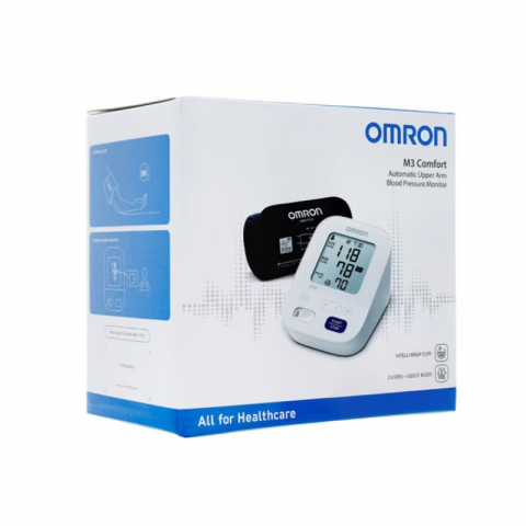Tensiometru automat OMRON M3 Comfort cu manseta de brat IntelliWrap, Afisaj LCD, Functie de memorare pentru 2 utilizatori, Alb [1]