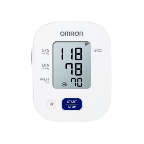 Articole Sanatate si Wellness - Tensiometru de brat complet automat Omron M2, Tehnologie Intellisense, Aparat validat clinic, Alb/Gri
