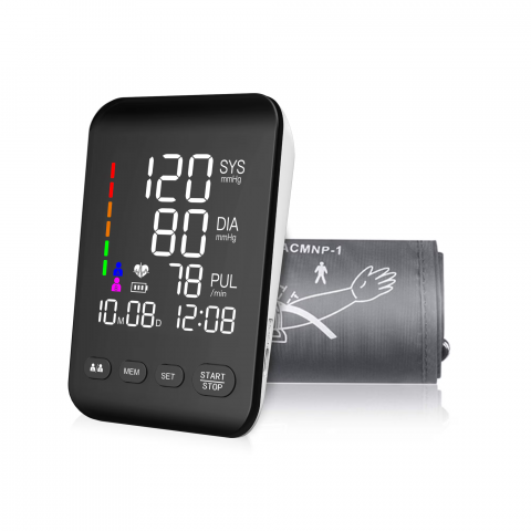 Articole Sanatate si Wellness - Tensiometru digital de brat cu ecran iluminat sanitayaki U81 CH, 2 x 90 memorii, oprire automata, manseta 22-42 cm, negru/alb