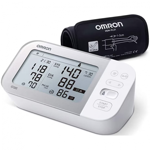 Tensiometre Medicale - Tensiometru electronic de brat Omron X7 Smart, Bluetooth, 0-299mmHg, 40-180 bp, Alb+Adaptor