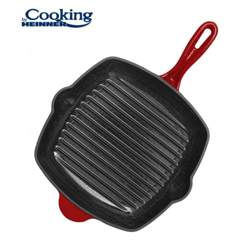 TIGAI SI VASE PENTRU GATIT - Tigaie Grill Heinner Red Line 26.5x4.5CM din Fonta Emailata Rosu