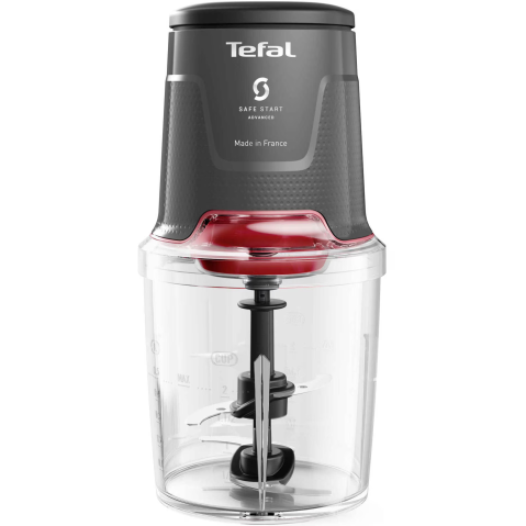 ELECTROCASNICE - RESIGILATE - Tocator electric de legume Tefal Easy Press MQ740HF0, 500W, recipient 0.5L, 4 lame Powelix, 3 functii de tocare, maruntire si mixare, tehnologie Safe Start Advanced, gri & rosu