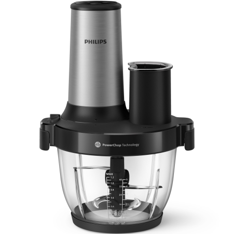 Tocator Philips HR1504/00, seria 5000, 3-1, 650 W, tehnologie PowerChop, 4 lame, capacitate bol 2l, 4 viteze, material exterior metal, material bol plastic, accesorii lama de feliare, lama de razuit s [1]