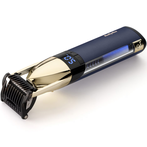 Trimmer BaByliss Super-X Metal Gold & Navy Stubble S992E, autonomie 90 min, ecran LED, lame din titan, motor High Torque ultra-performant, auriu/ albastru marin [2]