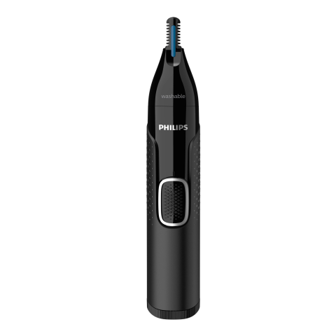 Trimmer pentru nas/urechi Philips NT5650/16, baterie, lavabil, utilizare umed si suscat, tehnologie Precision Trim, otel inoxidabil, pieptene pentru sprancene, 2 piepteni 3-5 mm, Negru [2]
