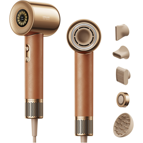 ARTICOLE HAIR-STYLING - Uscator de par Dreame Miracle AHD9, 1600W, viteza aer max.70m/s, 2 trepte flux aer, 4 setari temperatura, 5 accesorii incluse, maro/auriu