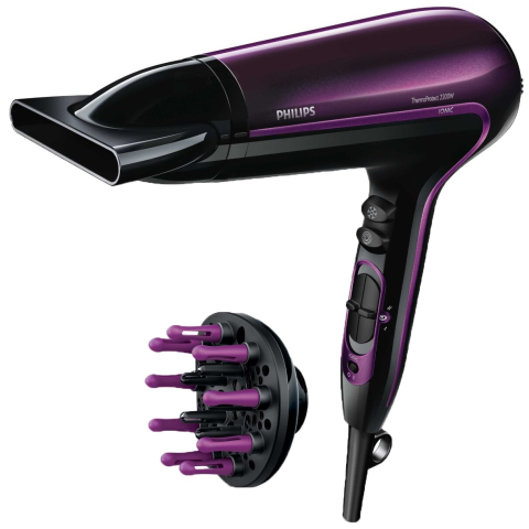 PLACI DE PAR - Uscator de par Philips HP8233/00, Ionizare, 2200 W, 2 Viteze/2 Setari Caldura, Mov