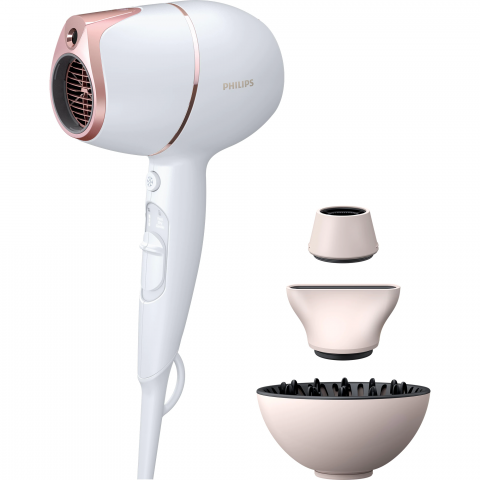 Articole Hair-Styling - Uscator de par Philips Prestige BHD628/00, senzor SenseIQ, 2 setari viteza, 3 moduri presetate de uscare, ingrijire cu ioni, design compact, difuzor de volum, cap de coafare 11 mm, cap de uscare, 1800