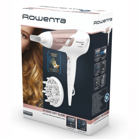 Uscator de par ROWENTA Studio Dry Glow CV5830F0, 2300W, 6 trepte viteza, tehnologie Thermo Control, alb [2]