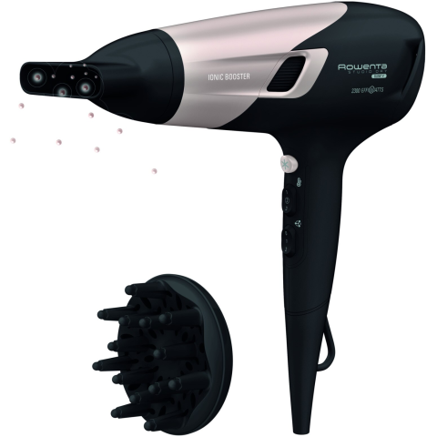 ARTICOLE HAIR-STYLING - Uscator de par ROWENTA Studio Dry Glow CV5831F0, 2300W, 6 trepte de viteza si temperatura, tehnologie Thermo control, difuzor pentru volum, negru-roz