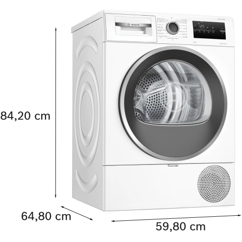 Uscator de rufe Bosch WTH8520BBY, Pompa de caldura, 8 kg, 15 programe, AutoDry Technology, AntiVibration, Filtru EasyClean, Clasa D, Alb/negru [5]