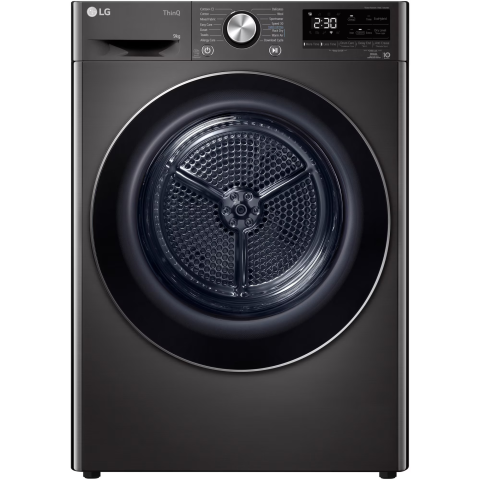 MASINI DE SPALAT SI USCATOARE RUFE - Uscator de rufe LG RH90V9JV2N, Pompa de caldura Dual Inverter, 9 kg, 14 programe, Clasa C, Smart Diagnosis, Wi-Fi, Antracit