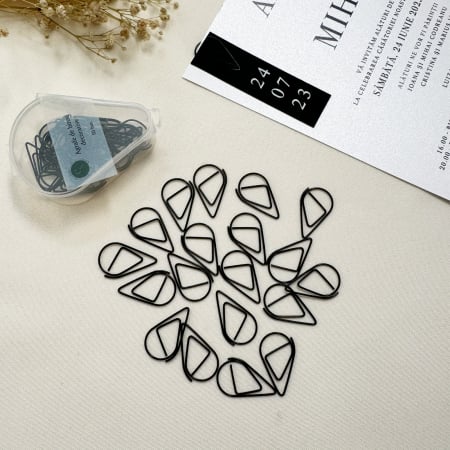 Accesorii - Agrafă decorativă triunghi negru, clemă neagră invitații, agrafă metalică neagră