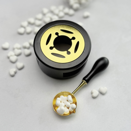 Suport linguriță lemn negru auriu, suport topire ceară, suport lingură sigilii premium [1]