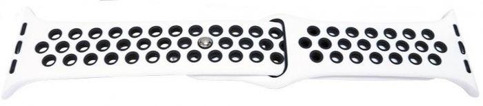 Curea Cauciuc Perforat pentru Apple Watch Alb/Negru 42mm [2]