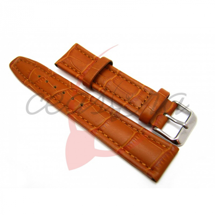 Curea Ceas Piele Naturala Croco (cafenie) 20mm [3]