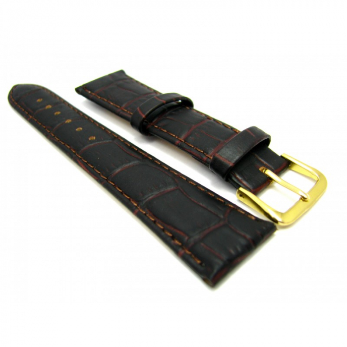 Curea Ceas Piele Naturala Croco (maro) 24mm [3]