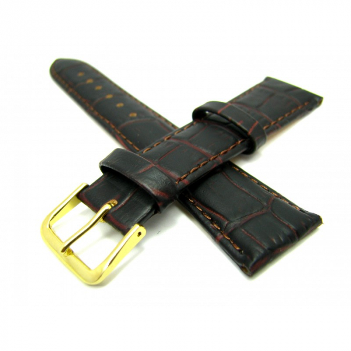 Curea Ceas Piele Naturala Croco (maro) 24mm [2]