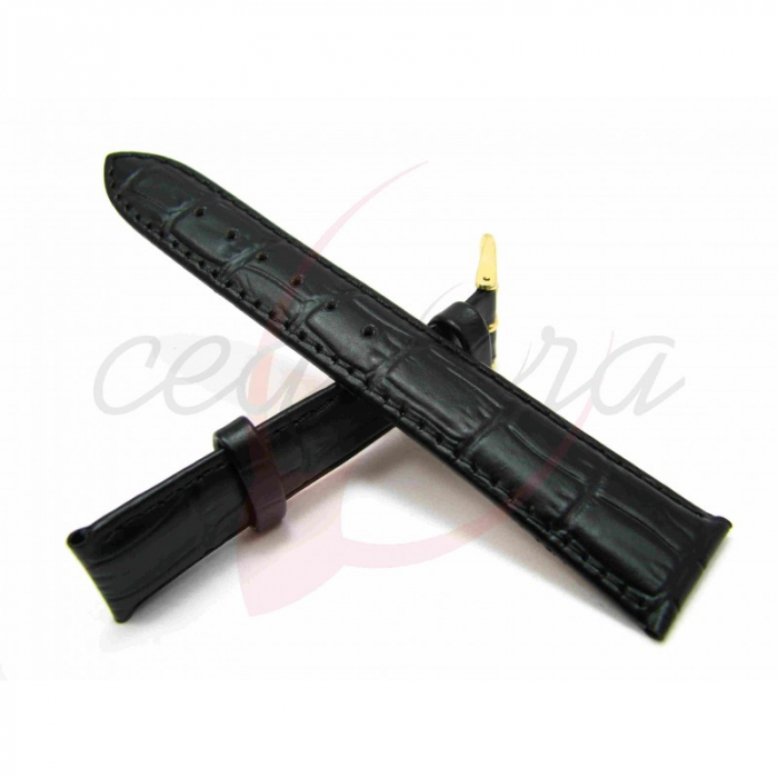 Curea Ceas Piele Naturala Croco (negru) 22mm [2]
