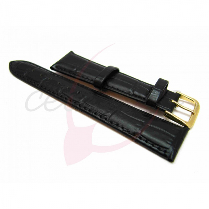 Curea Ceas Piele Naturala Croco (negru) 22mm [4]