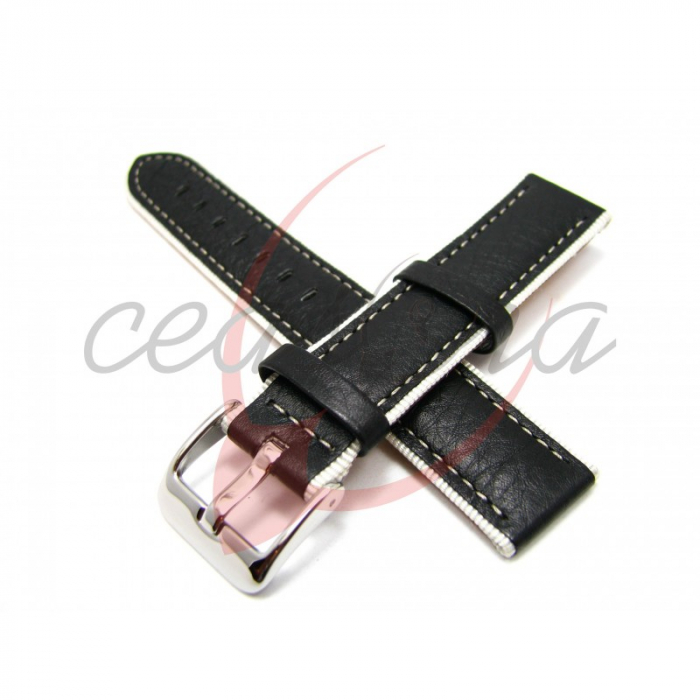 Curea Ceas Piele Naturala cu Intaritura (neagra) 20mm [3]