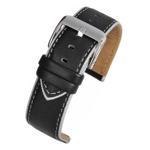 Curea Ceas Piele Naturala cu Intaritura (neagra) 20mm [5]