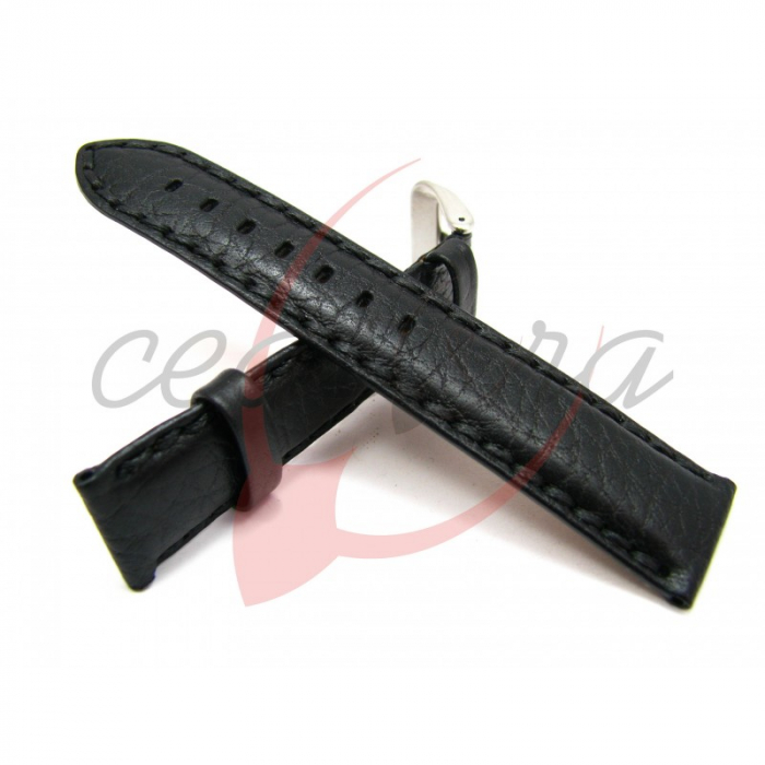 Curea Ceas Piele Naturala Cusatura Groasa (neagra) [2]
