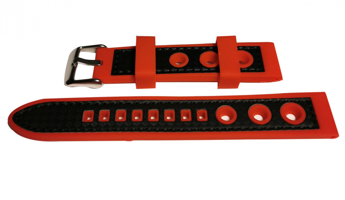 Curea Ceas Rally Silicon Rosie Cusatura Neagra 20mm [2]