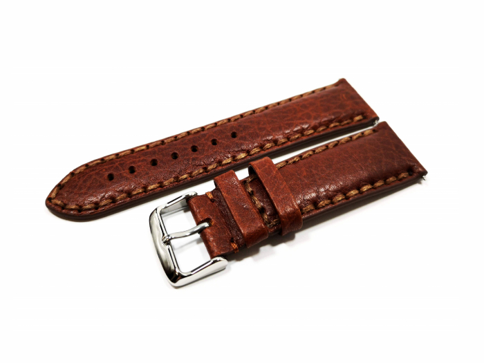 Curea Piele Naturala Maro Cusatura Groasa 18mm [2]