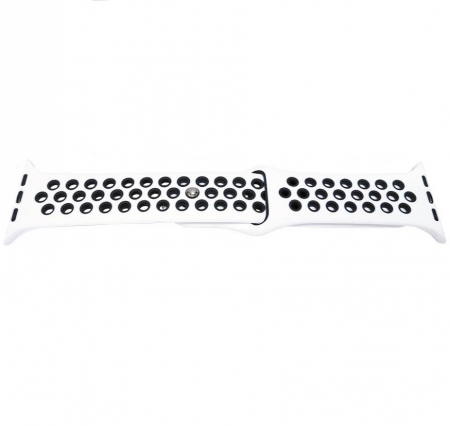 Curele Apple Watch - Curea Cauciuc Perforat pentru Apple Watch Alb/Negru 42mm