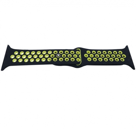 PROMOTII Curele Apple Watch - Curea Cauciuc Perforat pentru Apple Watch Negru/Verde 42mm