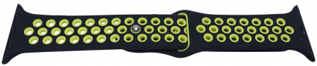 Curele Apple Watch - Curea Cauciuc Perforat pentru Apple Watch Negru/Verde 38mm