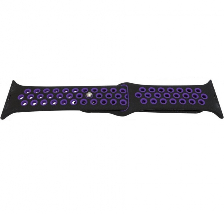 Curele Apple Watch - Curea Cauciuc Perforat pentru Watch Apple Negru/Mov 38mm