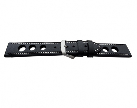 Curea Ceas Neagra Grand Prix Cusatura Alba 20mm [1]