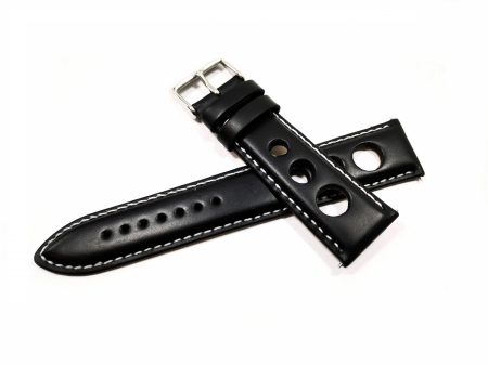 Curele piele - Curea Ceas Neagra Rally Style 24mm