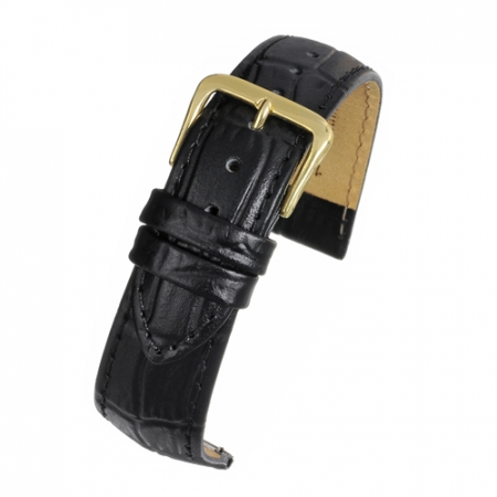Curele piele - Curea Ceas Piele Naturala Croco (negru) 14mm