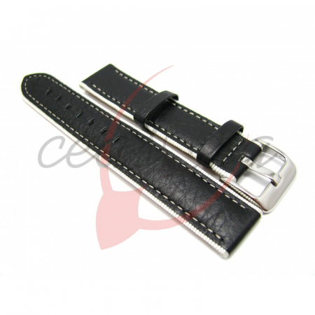 Curea Ceas Piele Naturala cu Intaritura (neagra) 18mm [3]
