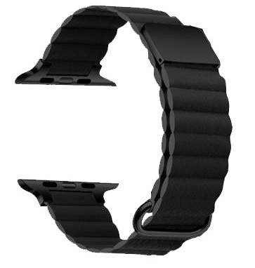 PROMOTII Curele Apple Watch - Curea Magnetica cu nervuri si catarama pentru Apple Watch Neagra 42/44/45mm