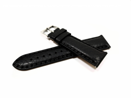 Curele Ceasuri - Curea Piele Naturala Neagra Cusatura Groasa 18mm