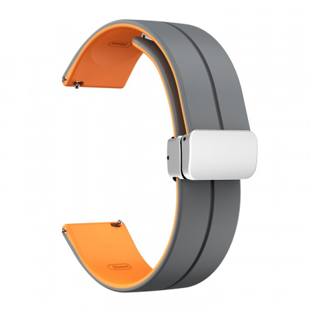 Curele cauciuc - Curea Gri Silicon cu Catarama Magnetica 20mm