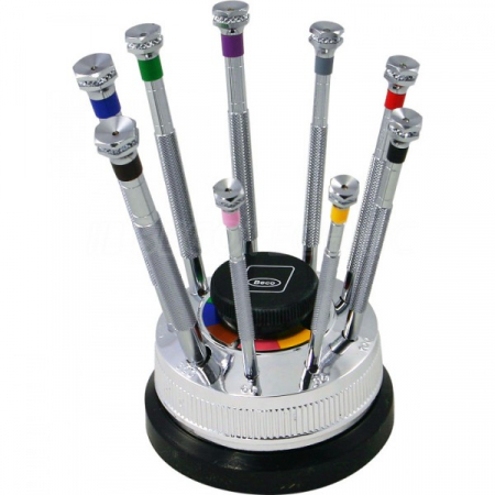 Surubelnite fine - Set 9 Surubelnite 0.6-3.5mm cu Suport Rotativ Beco