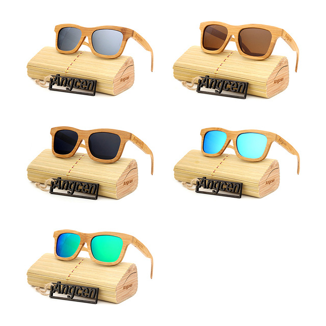 Ochelari din lemn ANGCEN polarizati albastru [3]